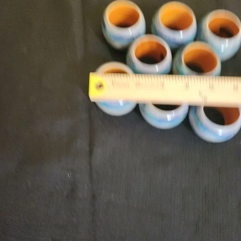 Simplex Elegant Blue and Tan Wooden Napkin Rings